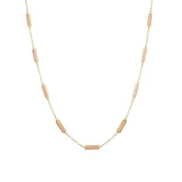 Pink Agate Bar Necklace