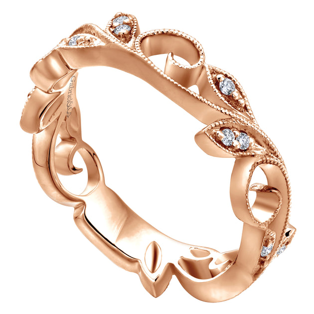 Floral Design Diamond Stackable Ring Greis Jewelers