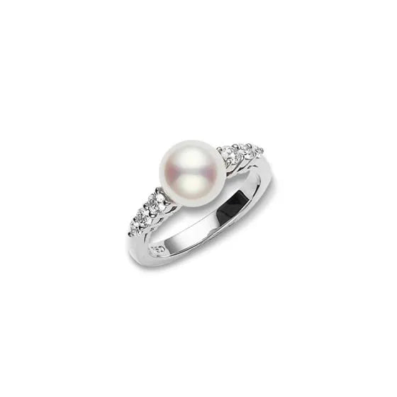 Mikimoto Akoya Cultured Pearl and Diamond Ring