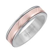 6mm Band with Classic Tungsten Exterior and Diagional Cuts 14K Yellow Gold Core
