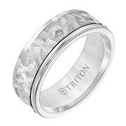 Hammered Finish Round Edge Wedding Band
