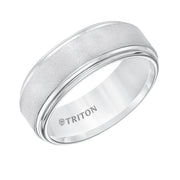 8mm White Tungsten Band W/ A Double Stepped Edge & Satin Center W/Bright Edges