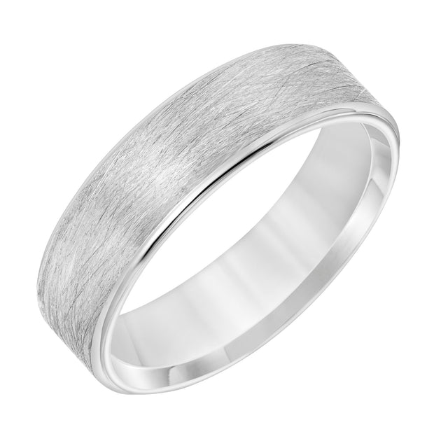 Ladies Comfort Fit Wedding Band with Wire Finish and Polished Round Edge