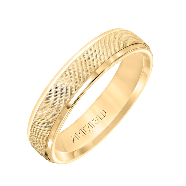 Comfort Fit, engraved wedding band with textured design, milgrain and rolled edges