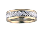 Comfort Fit wedding band with engraved design, milgrain and rolled edges