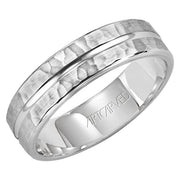 Comfort Fit engraved wedding band with polished center groove Please note hand hammered styles will have slight variations due to the nature of the manufacturing process