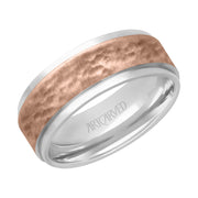 Comfort Fit wedding band with brushed hammered finish and bright flat edges Please note hand hammered styles will have slight variations due to the nature of the manufacturing process
