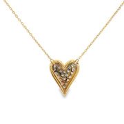 Bead Pave Diamond Heart Necklace
