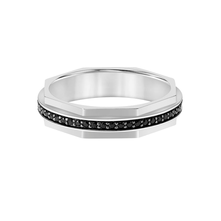 4.5mm Faceted Black Diamond Eternity Band