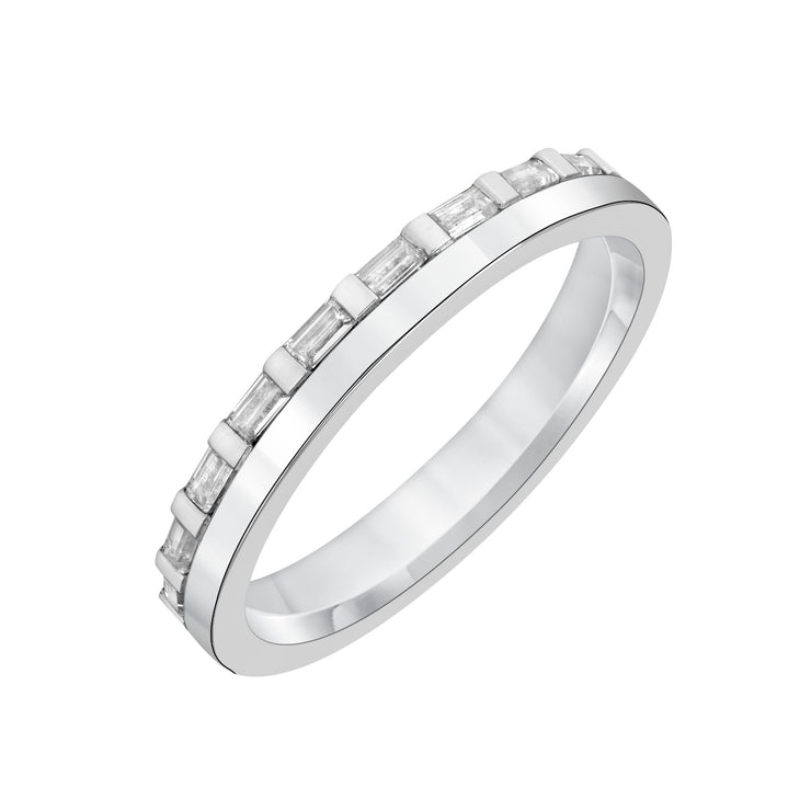 3mm Half Polished Half Baguette Diamond Eternity Band