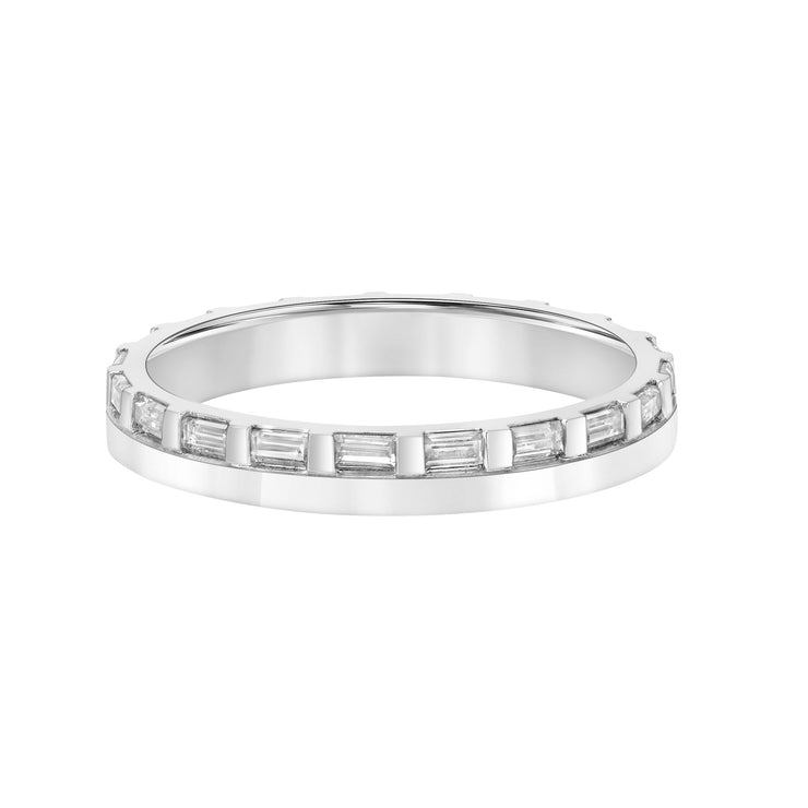 3mm Half Polished Half Baguette Diamond Eternity Band