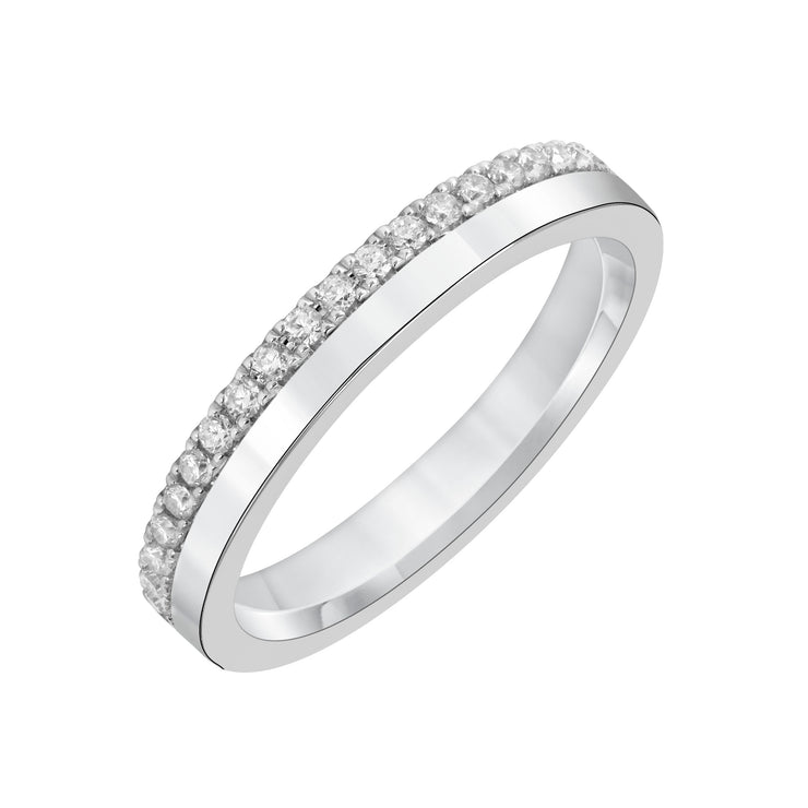 3.2mm Half Polished Half  Diamond Eternity Band
