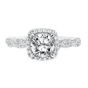 Contemporary Diamond Halo with Twisted Shank Engagement Ring