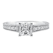 Vintage Diamond With Filigree Accents And Milgrain Engagement Ring
