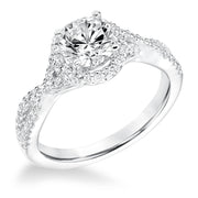 Contemporay Diamond Halo With Split Shank Engagement Ring
