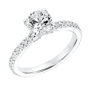 Diamond Prong Set Engagement  Ring with Diamond Shank
