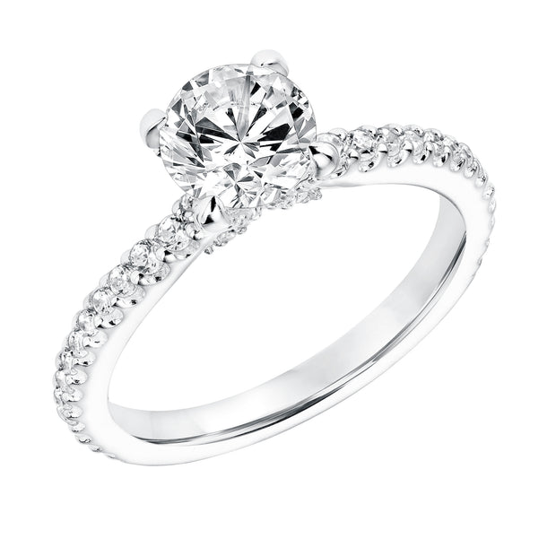 Diamond Prong Set Engagement  Ring with Diamond Shank