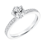 Diamond Prong Set Engagement  Ring with Diamond Shank