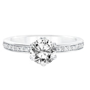 Diamond Prong Set Engagement  Ring with Diamond Shank