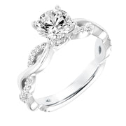 Diamond Prong Set Engagement Ring with Diamond  Twisted Shank