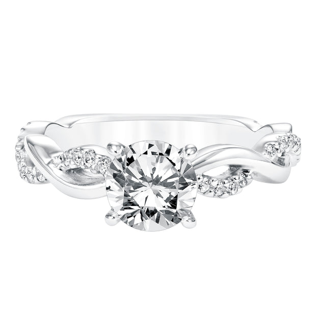 Diamond Prong Set Engagement Ring with Diamond  Twisted Shank