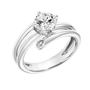 Wrap Polished Shank with Diamond Tips with East West Prong Set Diamond Center