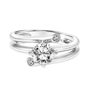 Wrap Polished Shank with Diamond Tips with East West Prong Set Diamond Center