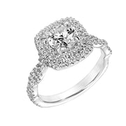 Double Row Diamond Halo Engagement Ring with Twisted Diamond Shank