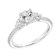 Three Stone Diamond Engagement Ring with Diamond Shank
