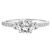 Three Stone Diamond Engagement Ring with Diamond Shank