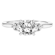 Classic Three Stone Engagement Ring with Round Diamonds and Polished Shank