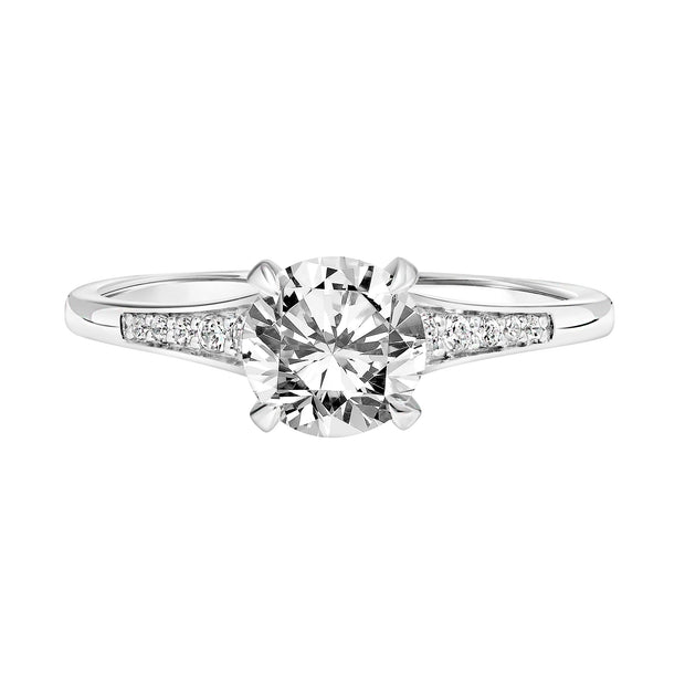 Diamond Engagement Ring with Graduated Diamond Tapered Shank