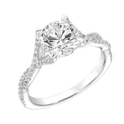 Diamond Engagement Ring with Polished Petal Gallery and Twisted Diamond Shank