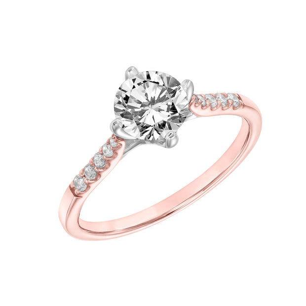 East West Diamond Engagement Ring with Petitie Diamond Shank