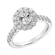 Diamond Halo Engagement Ring with Diamond Shank