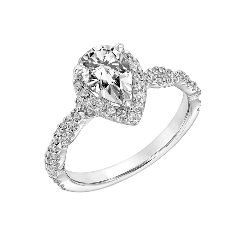 Contemporary Twist Halo Engagement Ring