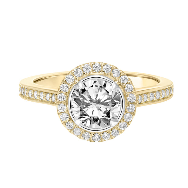 Contemporary Round Halo Diamond Engagement Ring