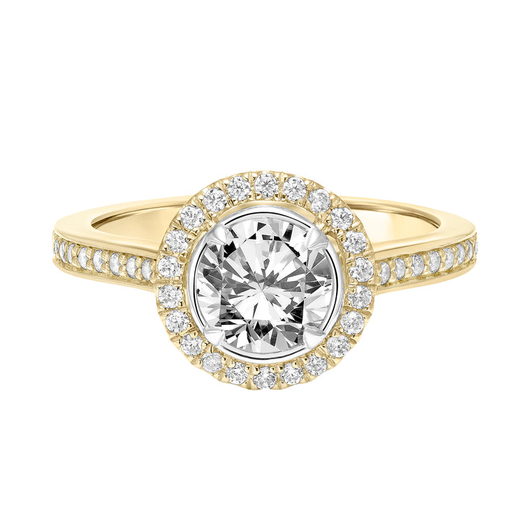 Contemporary Round Halo Diamond Engagement Ring