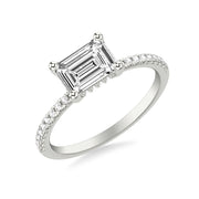 Classic East West Setting Engagement Ring and Hidden Diamond Halo with Diamond Shank