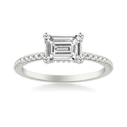 Classic East West Setting Engagement Ring and Hidden Diamond Halo with Diamond Shank