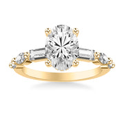 Contemporary Engagement Ring with Hidden Diamond Halo and Mixed Fancy Baguette and Marquise and Round Diamond Shank