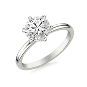 Classic Six Prong Solitaire Engagement Ring and Diamond Collar with Polished Shank