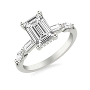 Contemporary Engagement Ring with Hidden Diamond Halo and Mixed Fancy Baguette and Marquise Diamond Shank