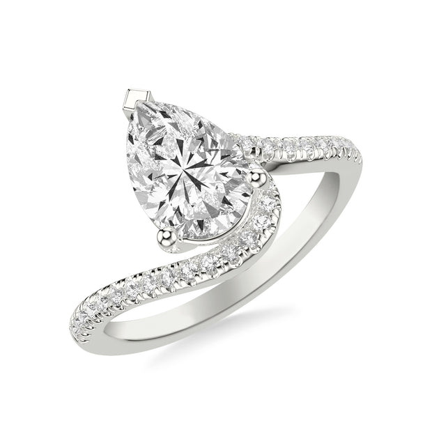 Contemporary Engagement Ring with Organic Curved Diamond Shank