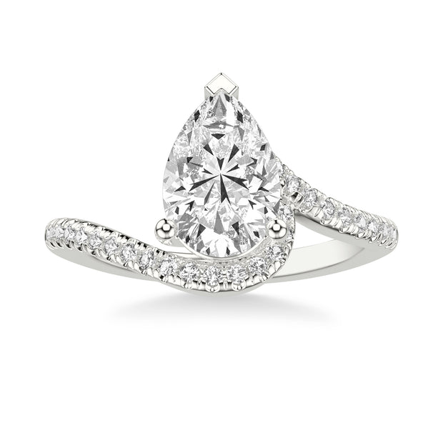 Contemporary Engagement Ring with Organic Curved Diamond Shank