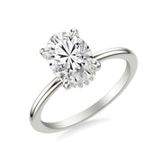 Classic Solitaire Engagement Ring with Hidden Halo and Claw Prongs with Polished Shank