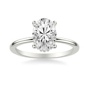 Classic Solitaire Engagement Ring with Hidden Halo and Claw Prongs with Polished Shank