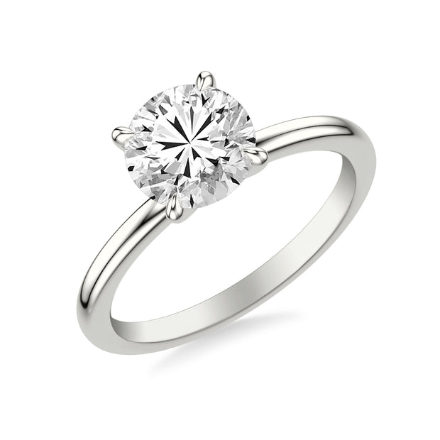 Classic Solitaire Engagement Ring with Claw Prongs and Polished Shank