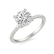 Classic Engagement Ring with Hidden Halo and Claw Prongs with Diamond Shank