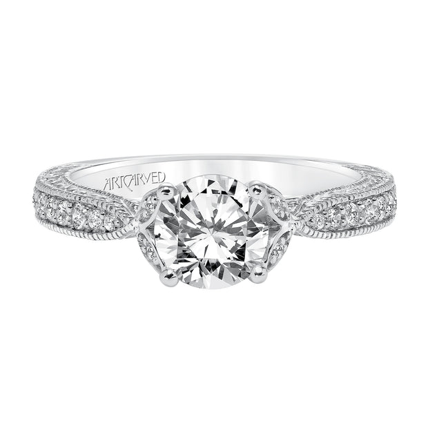 Engraved with Milgrain Engagement Ring